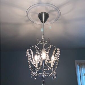 Ikea KRISTALLER Chandelier, 3-Armed, Silver-Colour/Glass